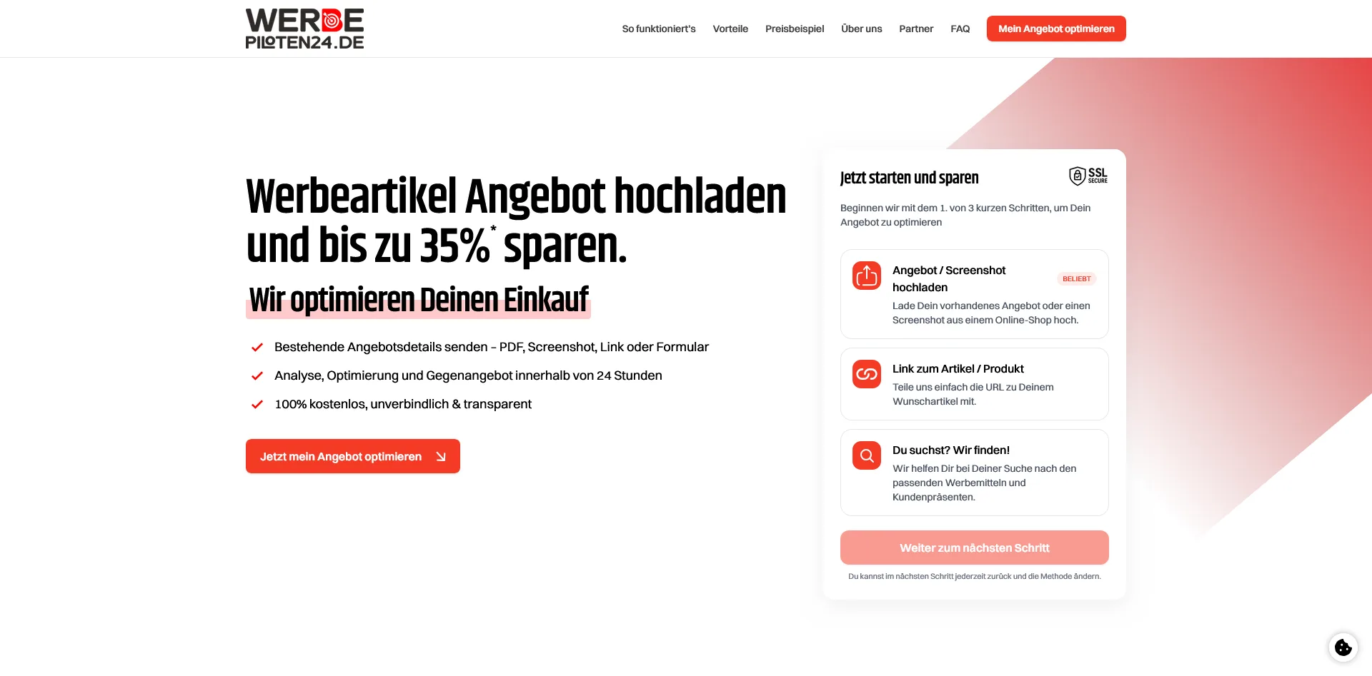 Screenshot der Anwendung aus dem Projekt E-Commerce-Plattform mit automatischer Angebotsoptimierung