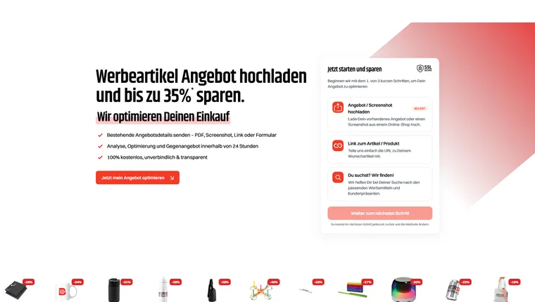 Screenshot aus dem Projekt Werbepiloten24 — E-Commerce mit Angebotsoptimierung